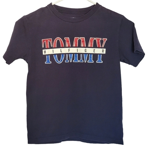 K1041 * Tommy Hilfiger Boys Logo Tee Blue Size S (8/10) - Picture 1 of 6
